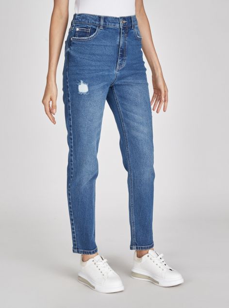 Jeans mom-fit con elastico